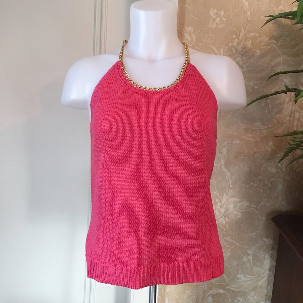 J. MCLAUGHLIN chain and cotton knit top size large